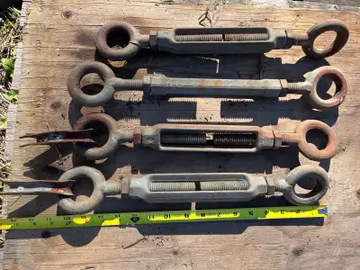 See pictures of good used 3/4" turnbuckles Adjustable length is about 4-5" $40 for all 4 Or $25 for...