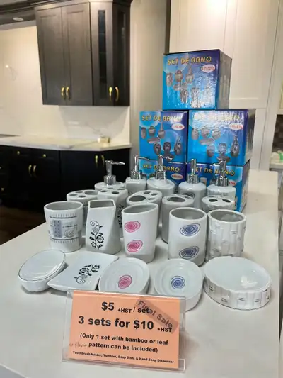 3 Sets for $10! 4-Piece Ceramic Bathroom Accessory Sets and More, View more