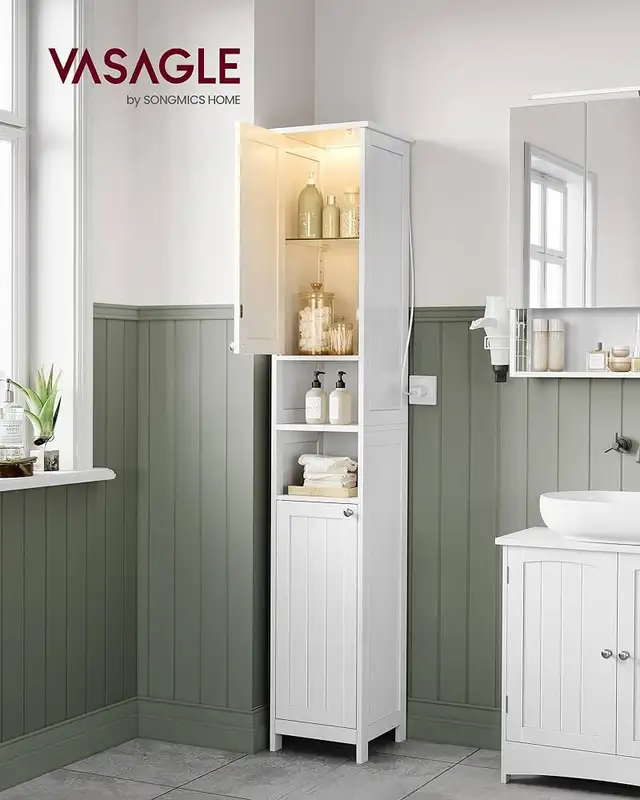 11.8”x11.8”x59”, Tall Storage Cabinet with Lights, White Color in Storage & Organization in Markham / York Region - Image 2