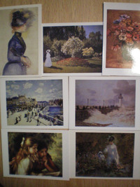 7 cartes postales vintages de toiles produites par des artistes.