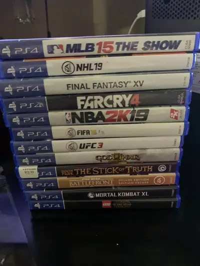 PS4 games lot, various titles $10 each. GTA 5, FFXIV, a real reborn, Call of Duty Black Ops, MLB 15...