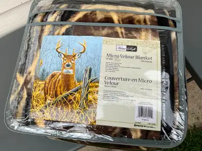 Plush Blanket New 60X80 inches. Deer picture., View more