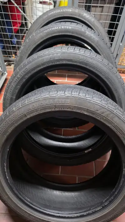 These are one season used All season tires Brand- MotoMaster Hydra Edge Canadian tire selling for $1...