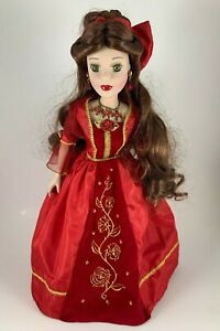 Disney Princess Belle In Red Dress Gown Porcelain Doll