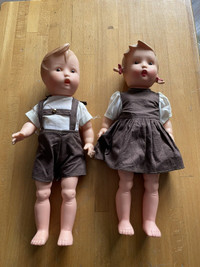 Vintage dolls boy and girl