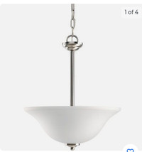 Home  Style brushed nickel pendant light fixture.  New in box.