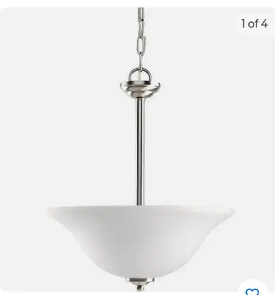 Brand new in box never used. Retails for $96 plus tax. Etched Shade 18.5" High x 22" Wide 36" Chain...