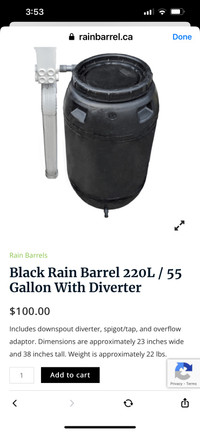 Rain barrels! Order due in 2 days (Friday) delivery May 3rd 