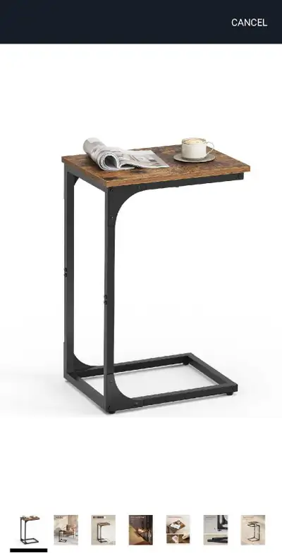 VASAGLE C-Shaped End Table, Small Side Table for Couch, Sofa Table with Metal Frame for Living Room,...