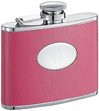New Visol "Britney" Leather Stainless Steel Hip Flask, 4-Ounce