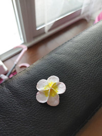 Handmade clay Plumeria flower brooch