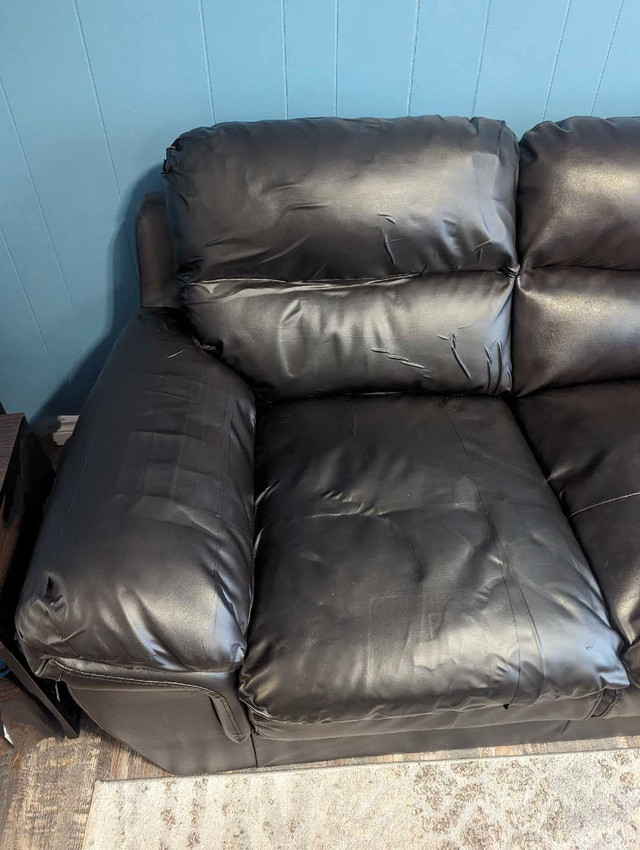 Semi-leather Couch with Ottoman for sale  in Couches & Futons in Trenton - Image 2