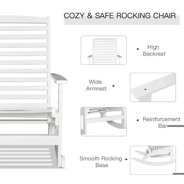 Patio Rocking Chair Non-slip Porch Rocker for Balcony Garden Ter in Patio & Garden Furniture in Markham / York Region - Image 5