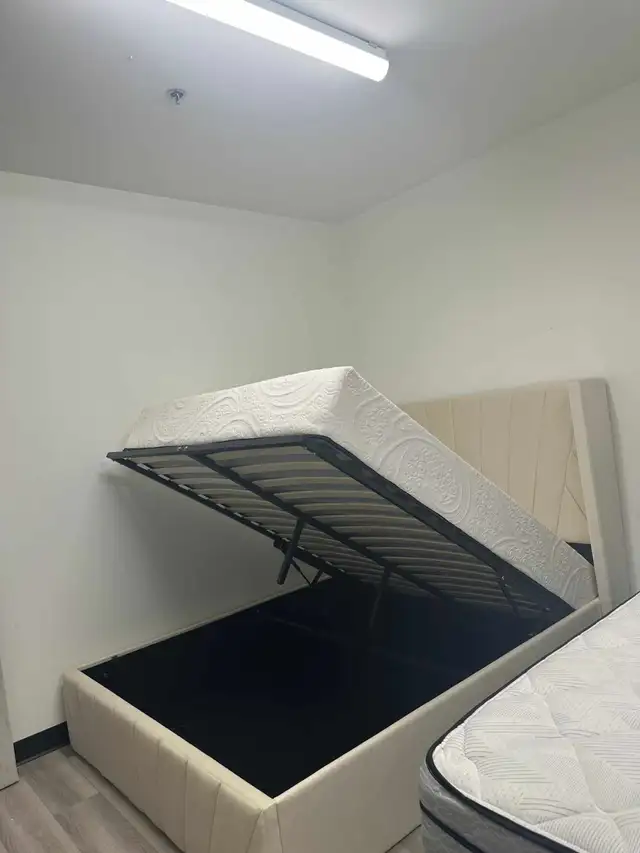 ️ Brand New Ivory Velvet Hydraulic Lift Storage Bed | Queen in Beds & Mattresses in Peterborough - Image 4