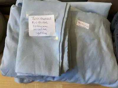 Twin sheets + 1 pillow case $10, microfibre, 1 flat & fitted, View more