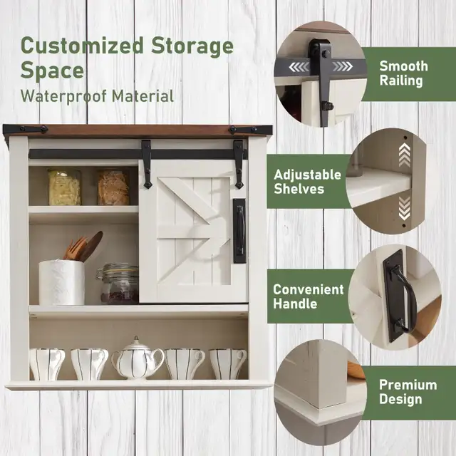 OKD Bathroom Farmhouse Medicine Cabinet w Sliding Barn Door in Cabinets & Countertops in Markham / York Region - Image 6