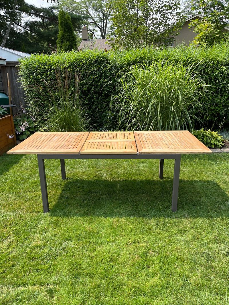 Teak expandable outdoor table Patio & Garden Furniture Hamilton
