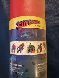 SUPERMAN Comic Book HERO = UNCUT PRESS SHEET Canada 2013