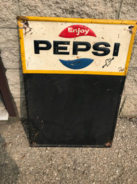 VINTAGE EMBOSSED PEPSI CHALKBOARD SIGN - A PERFECT CRUSTY RUSTY