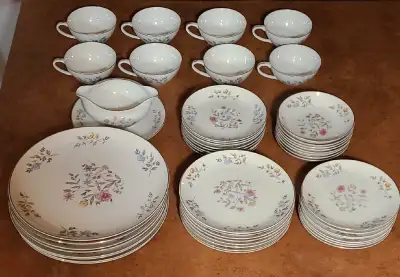 vintage flair Blossom time porcelain fine china 50 pc  dish set, View more