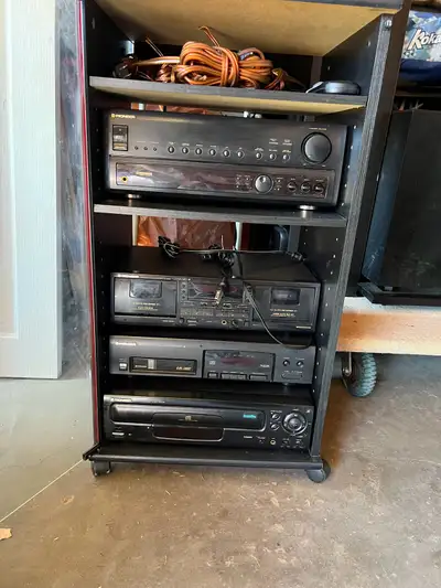 Pioneer system cabinet speakers and lots of speaker woofer all o, View more