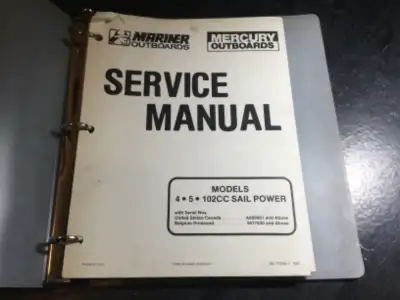 Mercury & Mariner 4, 5 HP 102cc Sailpower Factory Service Repair Manual 90-17308-1 5/90 Models Cover...