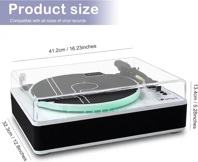 White Pearl LP&No.1 Turntable with Built-in Speakers, 3-Speed Be in Jewellery & Watches in Mississauga / Peel Region - Image 5