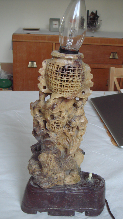 Hand carved, heavy Stone Lamp, View more