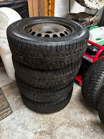 5x100 unsure of the centre bore but it fits my 2009 Subaru Impreza