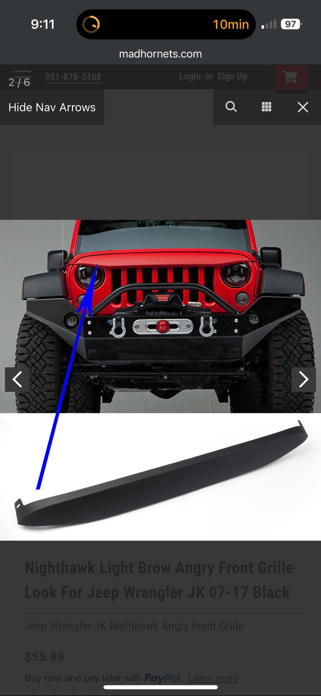 07-17 Jeep JK Nighthawk Grille Brow  in Other Parts & Accessories in Kingston - Image 3