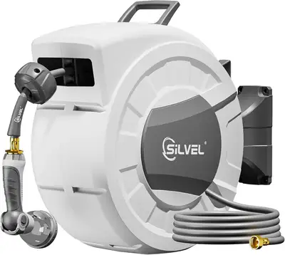 SILVEL Retractable Garden Hose Reel – 105 ft, View more