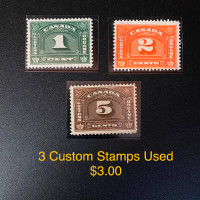 Canadian stamps. Customs stamps 1,2,5 used