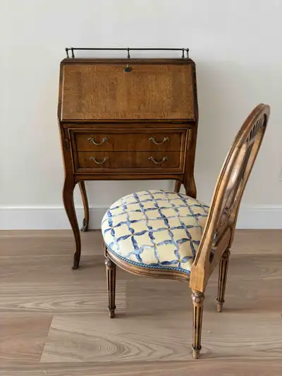 Vintage French Provincial Secretary Desk with Matching Chair, View more