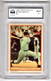 1985 TOPPS CIRCLE K MICKEY MANTLE #6 GRADED 9 MINT