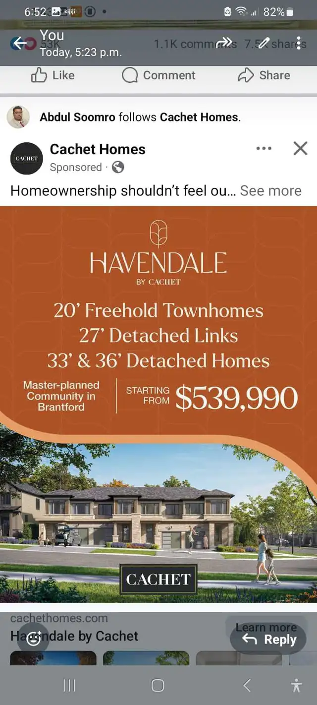 Havendale by Cachet Townhouse please call this number 416-843-93
