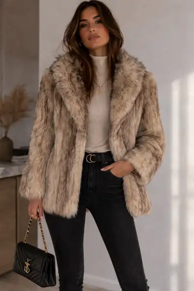 luxurious fox fur coat, View more