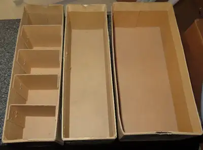 Rigid cardboard storage boxes or parts bins, View more
