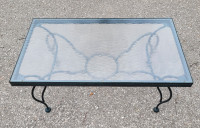 Vintage Wrought Iron Coffee Table with Glass Top