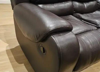 Leather reclining sofa brown, View more