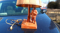 HAND CARVED WOODEN LAMPS FROM QUEBEC