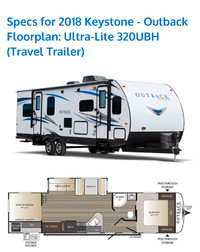 2018 Key stone outback- ultra lite 320 UBH travel trailer