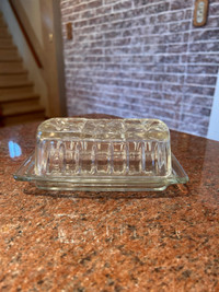 Pyrex Corning Starburst Cut Glass Covered Butter Dish