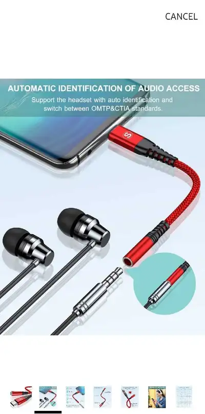 USB Type C to 3.5mm Jack Adapter 0.8ft, 1/8 Inch Headphone Jack Audio Aux Converter for iPhone 15 Pr...