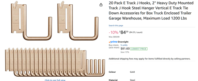 20 Pack E Track J Hooks 2in Heavy Duty Steel Hangers Tie Down Tr in Outdoor Tools & Storage in Oshawa / Durham Region - Image 11