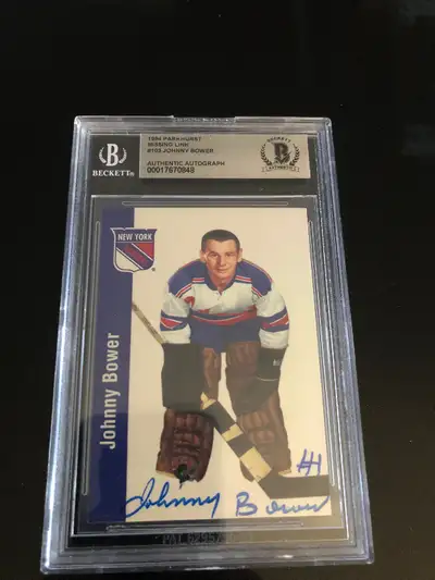 Johnny Bower Parkhurst authentic autographed hockey card mint, View more
