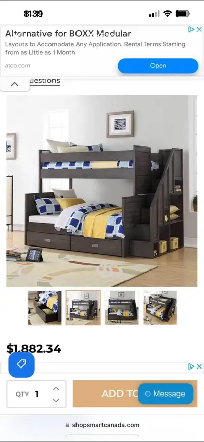 Solid wood bunk bed and dresser, View more