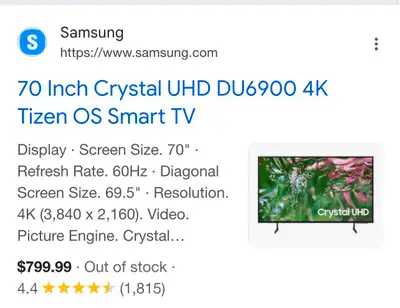 Samsung 70-inch Smart TV! , View more