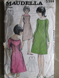 Maudella Vintage Sewing Pattern 5384 Dress 1960s 11 &12 years