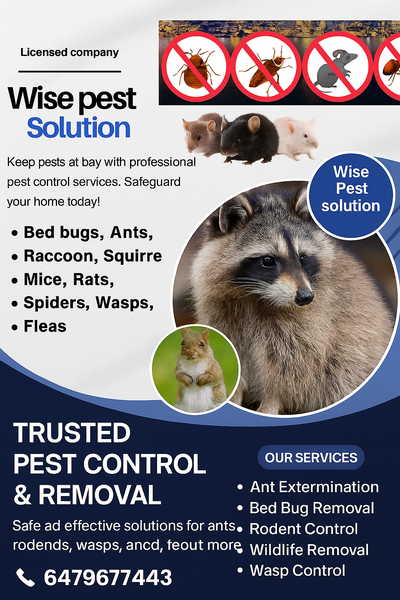 Bed Bugs & Wildlife Control Raccoons, Squirrels, Mice (30% Off), View more