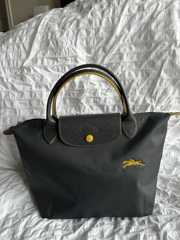 Longchamp Small Le Pliage Club Top Handle Bag (Gunmetal) Women's